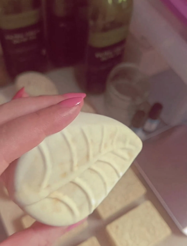 Rose infused leafshaped natural olive oil hand & body soap